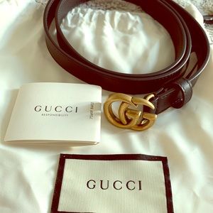 Gucci Double G Belt Size 85, Black Leather